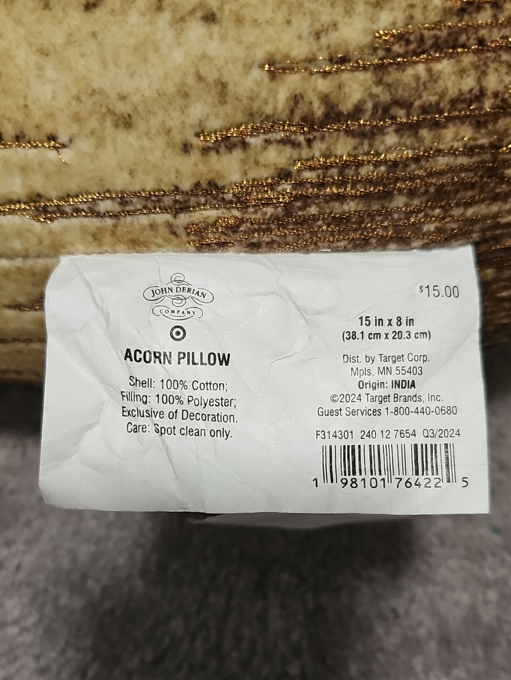 NWT* John Derian Embellished Velvet Acorn Pillow - Picture 4 of 12